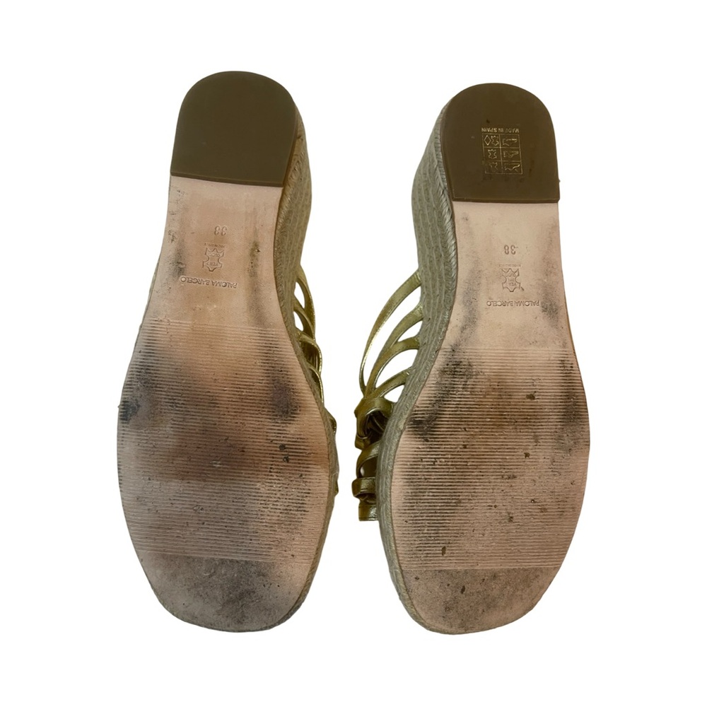 Paloma Barcelo "Jama" Gold Leather Sandals Women's Espadrilles Made in Spain, 38 - Picture 5 of 11